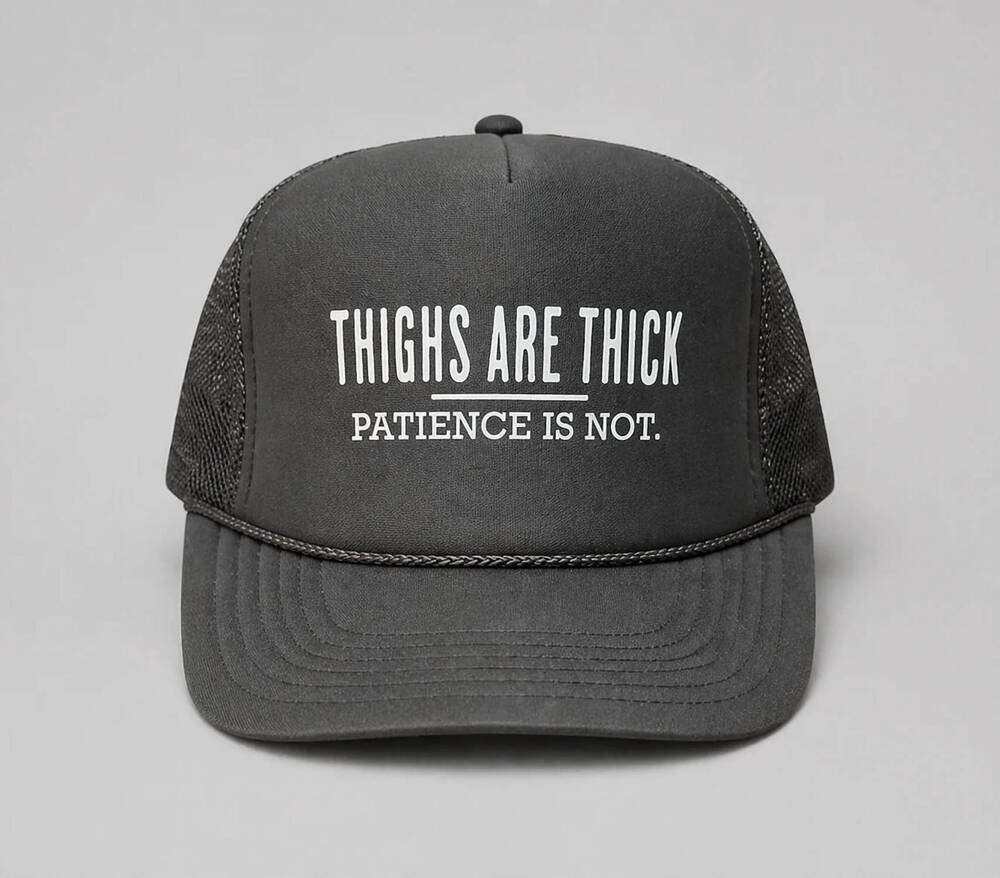 NEW OTTO unisex - thighs are thick trucker hat in charcoal grey